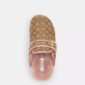 Coach Pink and Brown Slippers with Signature Monogram